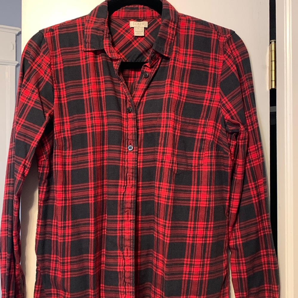 J. Crew red flannel button down, small